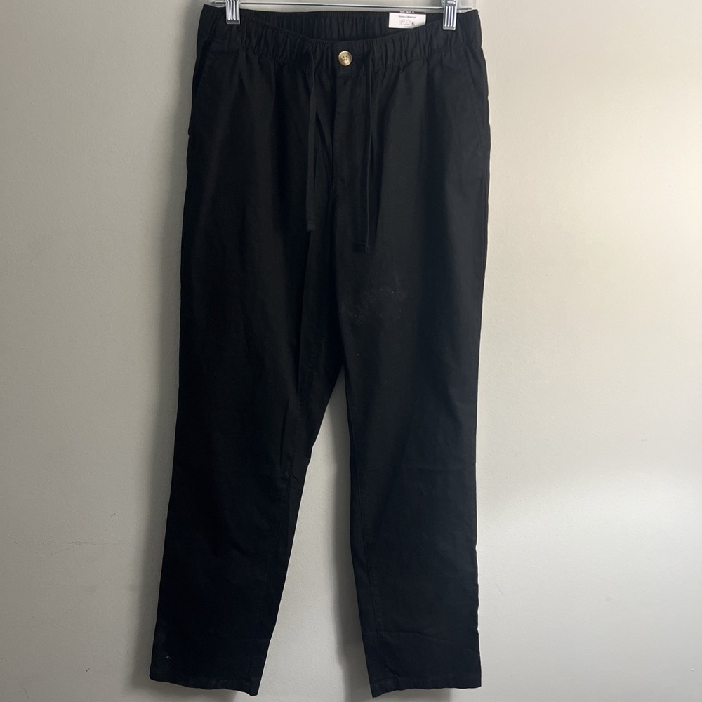 George Men's SMALL 28-30 Weekend Pull-On Chino Pants BLACK Stretch Waist #21426